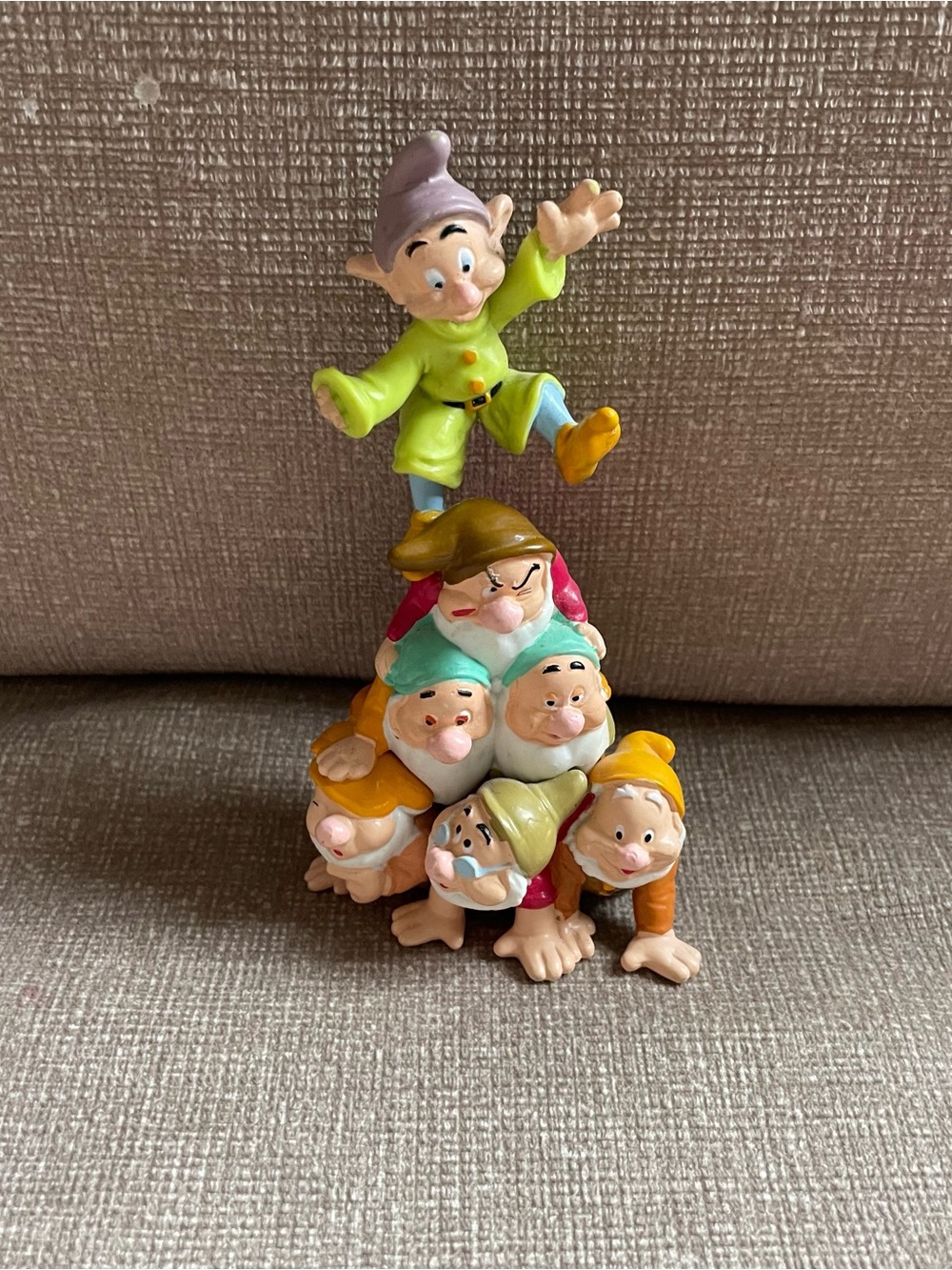 Vintage Snow White Stacking Dwarf Toy Set - Multicolor Kids Figurines PVC